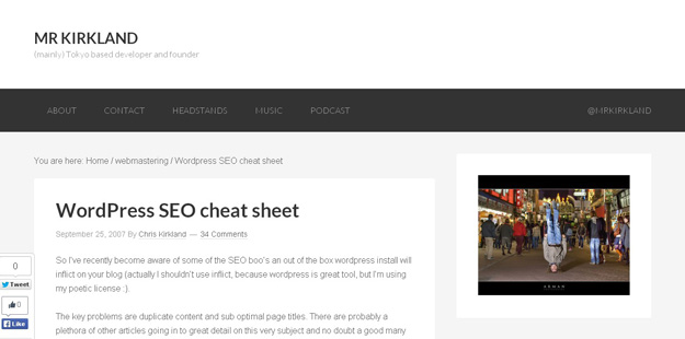 Wordpress SEO cheat sheet